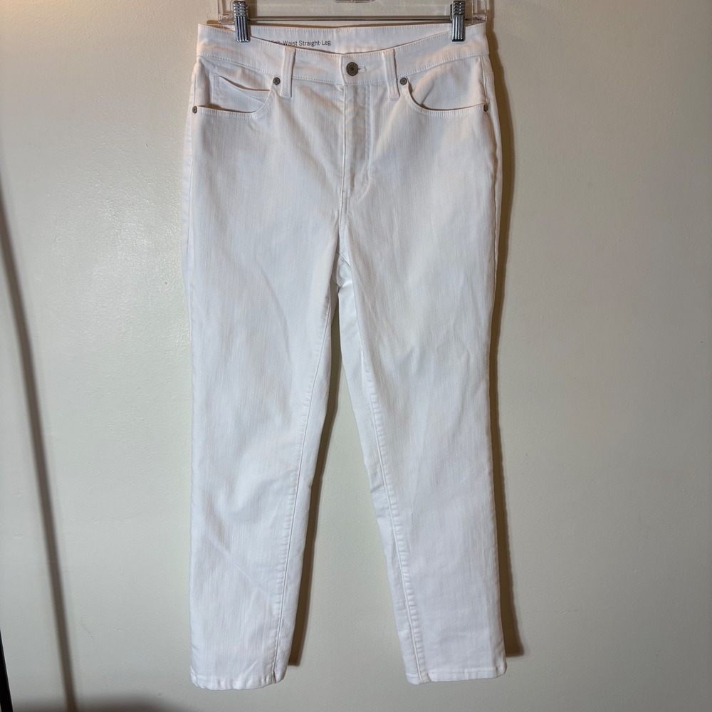 Talbots Flawless High-Waist Straight-Leg Curvy Jeans Size 4 White‎